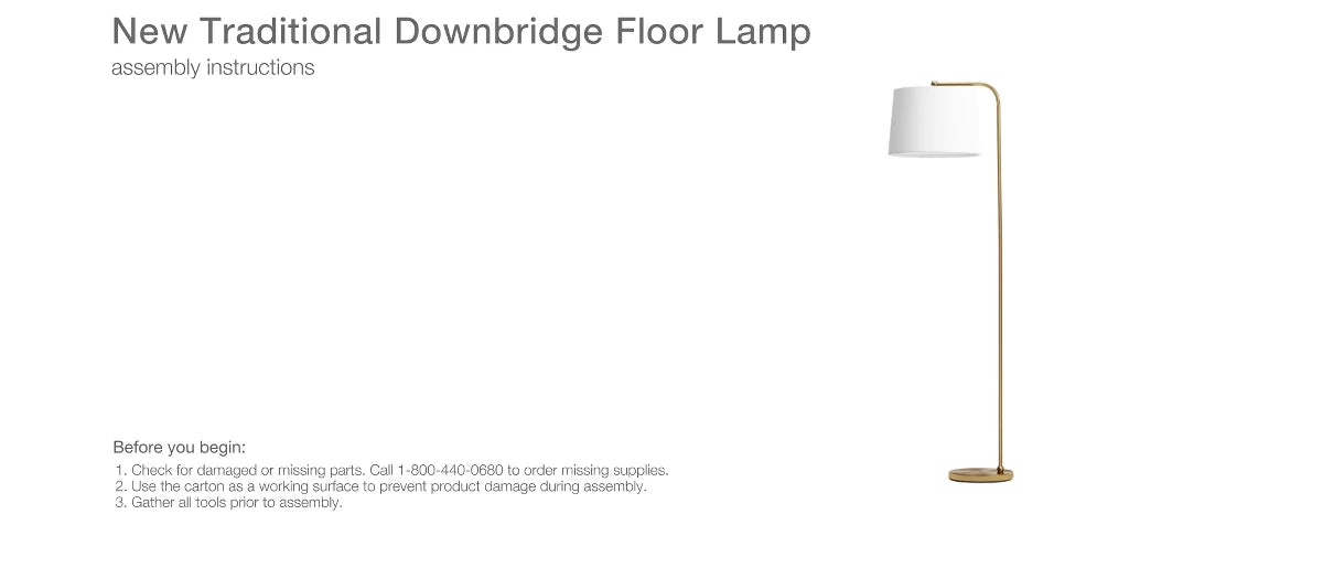 62"x14" New Traditional Downbridge Floor Lamp Brass - Threshold™: ETL Listed, Linen Shade, Metal Body
