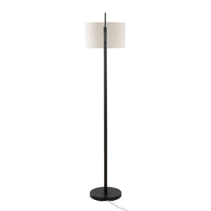 LumiSource Casper 69" Contemporary Metal Floor Lamp Matte Black Metal with Natural Linen Shade