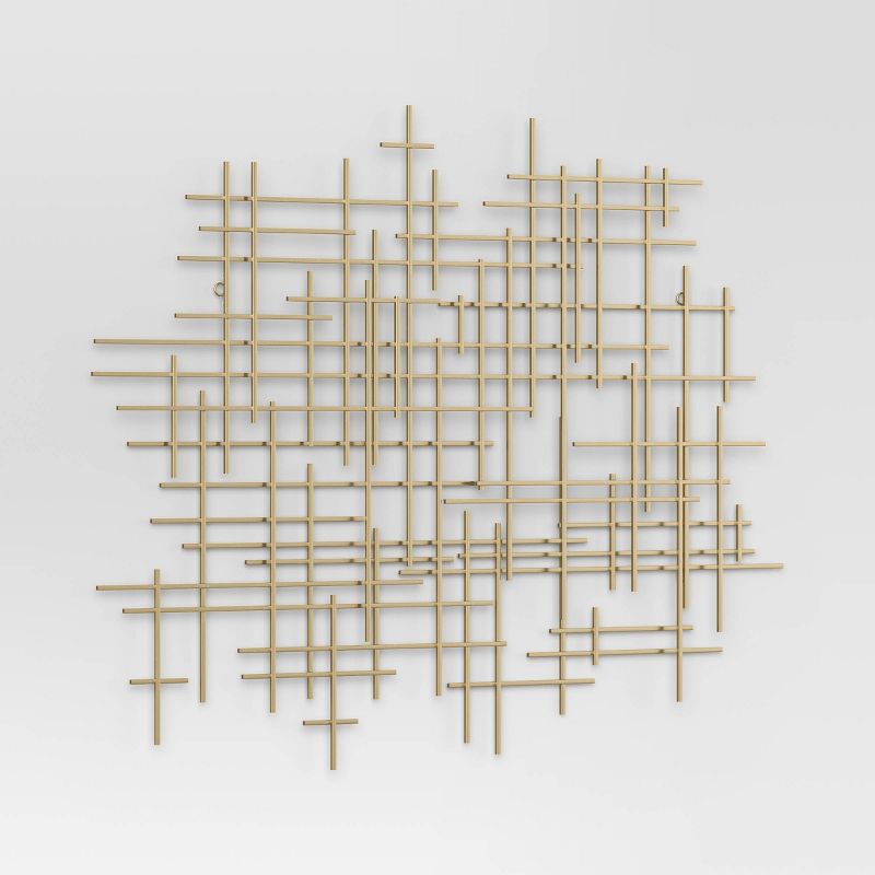 36"x30" Mid-Century Metal Wall Décor Gold - Threshold™: Abstract Art, Horizontal/Vertical Display, No Battery Required