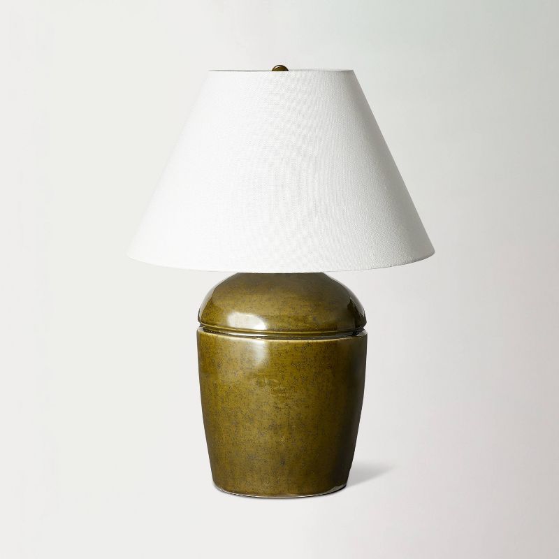 Medium High Gloss Ceramic Table Lamp Green - Threshold™ designed with Studio McGee