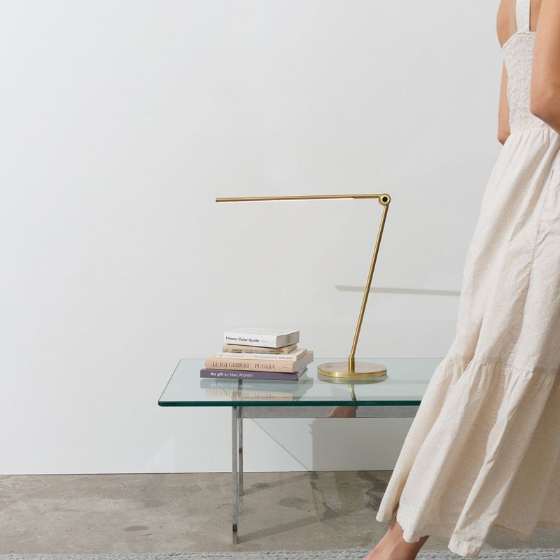 Brightech Libra Modern Dimmable Integrated LED Arc Desk Table Lamp Antiqued Brass: Touch Sensor Desk Lamp with USB-C Port, No Assembly, UL Listed