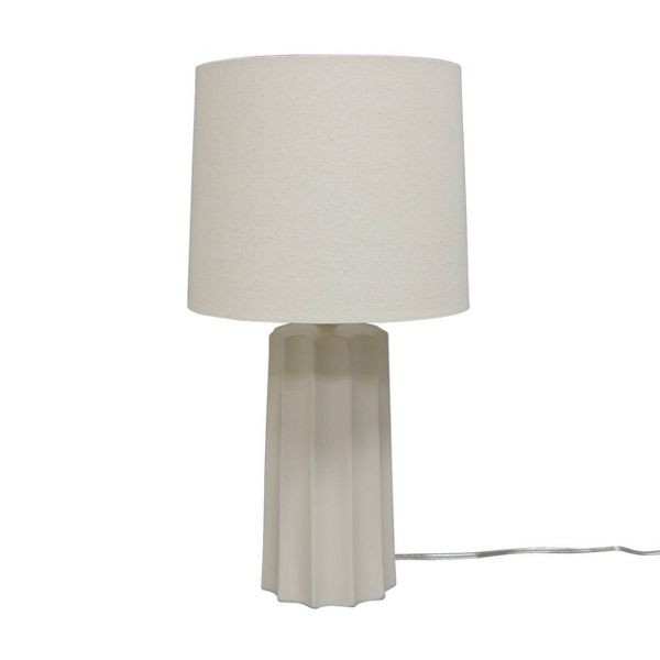 24.75"x13" Ribbed Ceramic Table Lamp Cream - Threshold™: Bedside, Nightstand, No Assembly Required