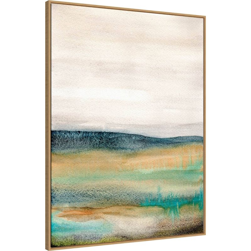 Amanti Art 32" x 42" Foggy Mountain by Xizhou Xie Framed Canvas Wall Art Print : Hand-Stretched, Modern Decor