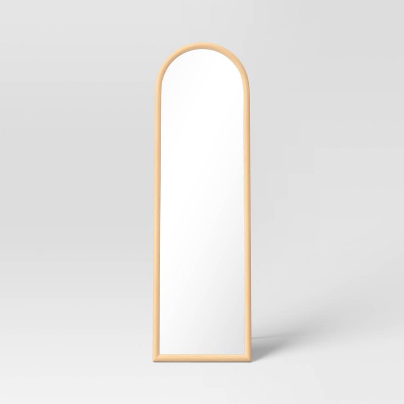 20" x 65" Arch Floor Mirror Natural - Threshold™: Modern Polystyrene Frame, No Assembly, Freestanding Design