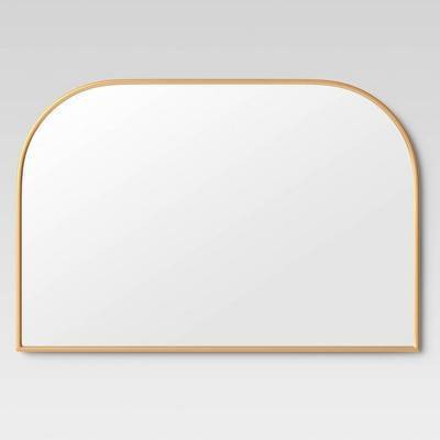 36" x 24" Over the Mantel Mirror Gold - Threshold™: Rounded Top, Metal Frame, Wall Mounted