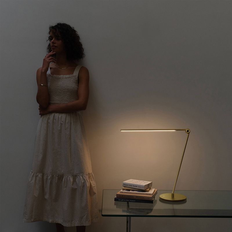 Brightech Libra Modern Dimmable Integrated LED Arc Desk Table Lamp Antiqued Brass: Touch Sensor Desk Lamp with USB-C Port, No Assembly, UL Listed