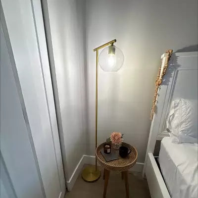 Brass Floor Lamp with Glass Shade - Threshold™: Modern Standing Light, ETL Listed, Metal Body
