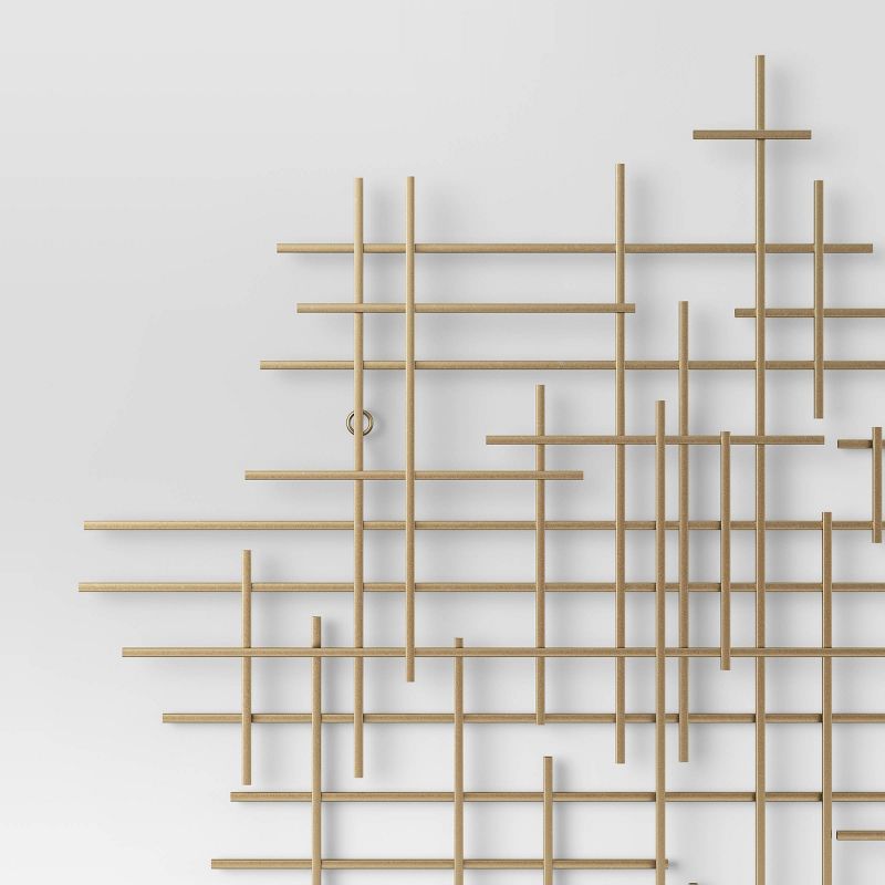 36"x30" Mid-Century Metal Wall Décor Gold - Threshold™: Abstract Art, Horizontal/Vertical Display, No Battery Required