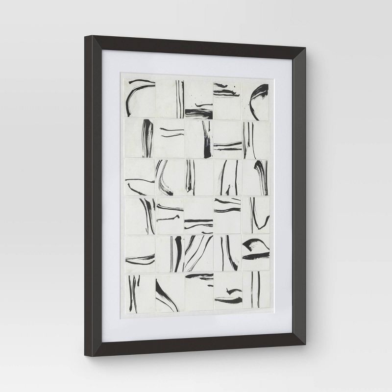 (Set of 2) 16"x20" Patterned Lines Abstract Framed Arts Black - Threshold™
