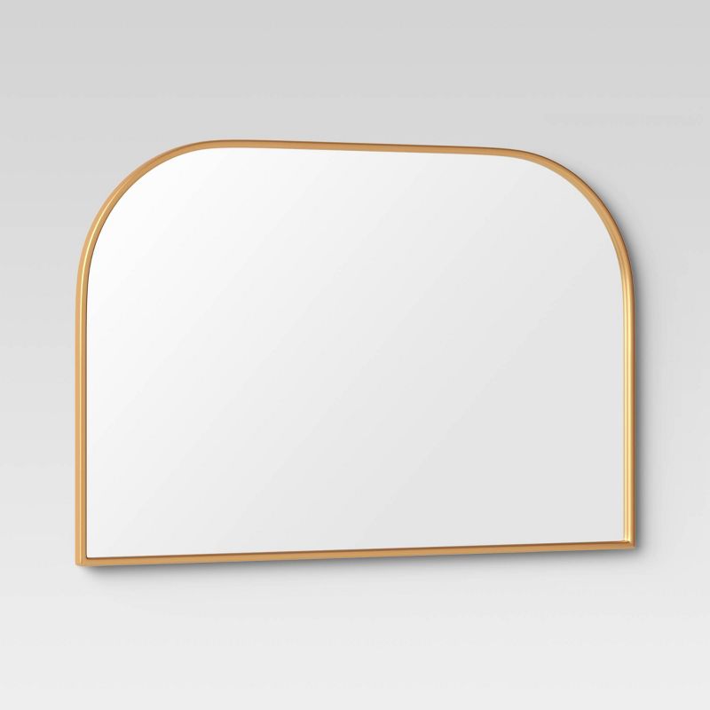 36" x 24" Over the Mantel Mirror Gold - Threshold™: Rounded Top, Metal Frame, Wall Mounted