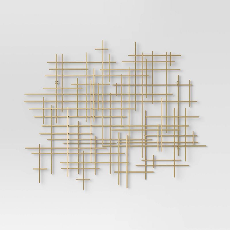 36"x30" Mid-Century Metal Wall Décor Gold - Threshold™: Abstract Art, Horizontal/Vertical Display, No Battery Required