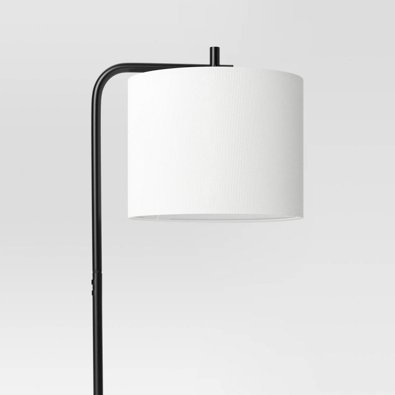 Floor Lamp with Table Natural Wood - Room Essentials™: ETL Listed, Linen Shade, Metal Body, 60" Height