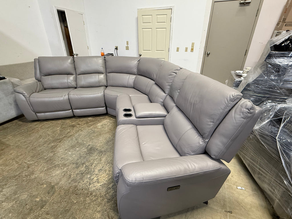 Malounta Wellkamp Leather 6-Piece Power Reclining Sectional