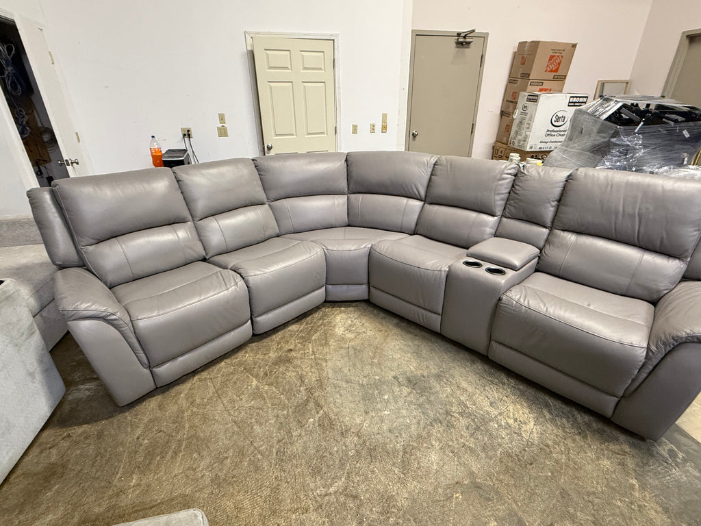 Malounta Wellkamp Leather 6-Piece Power Reclining Sectional