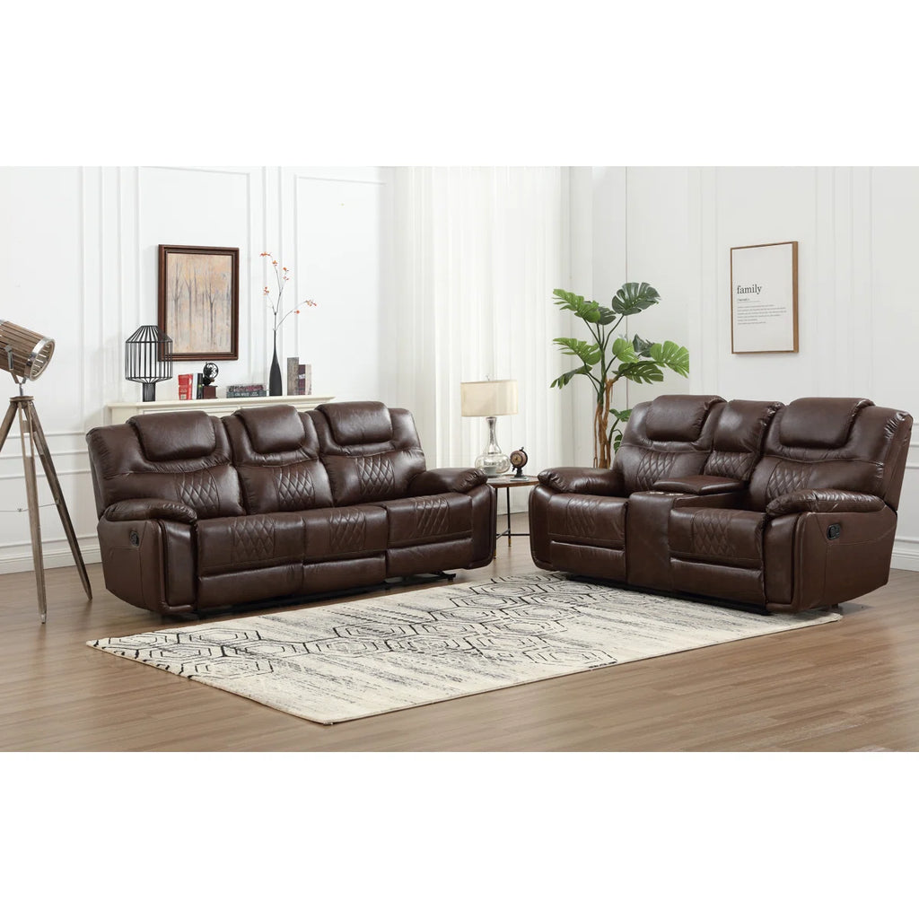 Jepum 2 - Piece Genuine Leather Manual Reclining Living Room Set with Cupholder & Storage