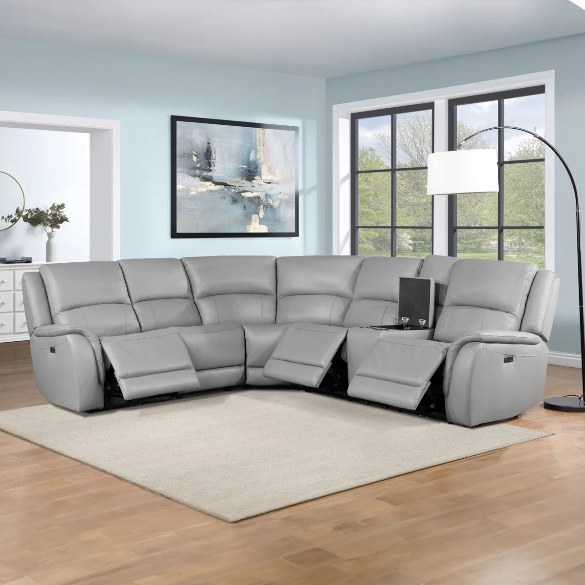 Malounta Wellkamp Leather 6-Piece Power Reclining Sectional