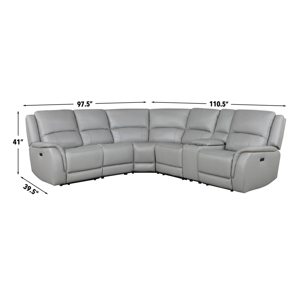 Malounta Wellkamp Leather 6-Piece Power Reclining Sectional