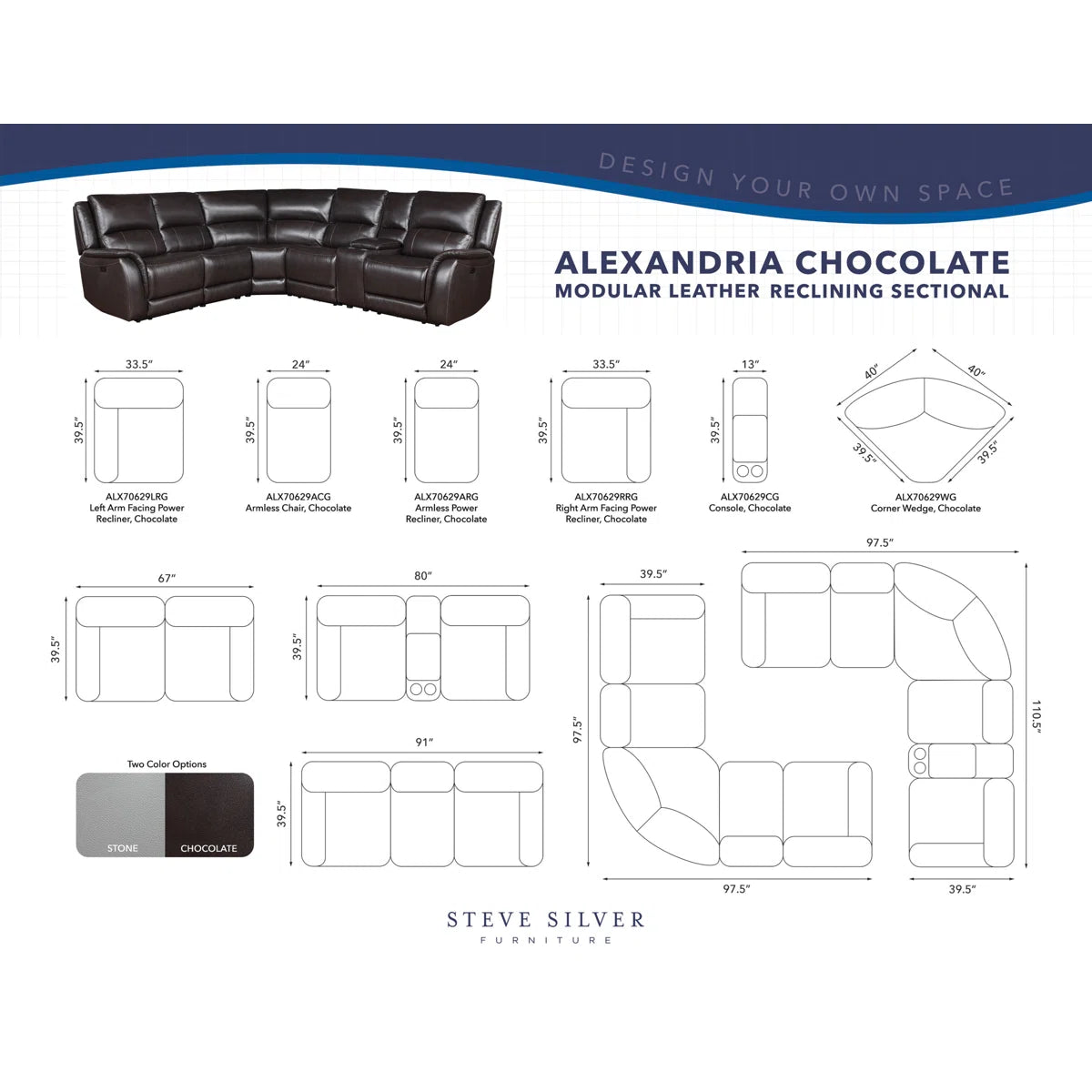 Malounta Wellkamp Leather 6-Piece Power Reclining Sectional