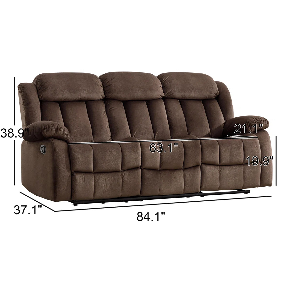 Oxier 84'' Wide Microsuede Manual Reclining Sofa, 3-Seater Recliner Couch with Skin-Friendly Upholstery