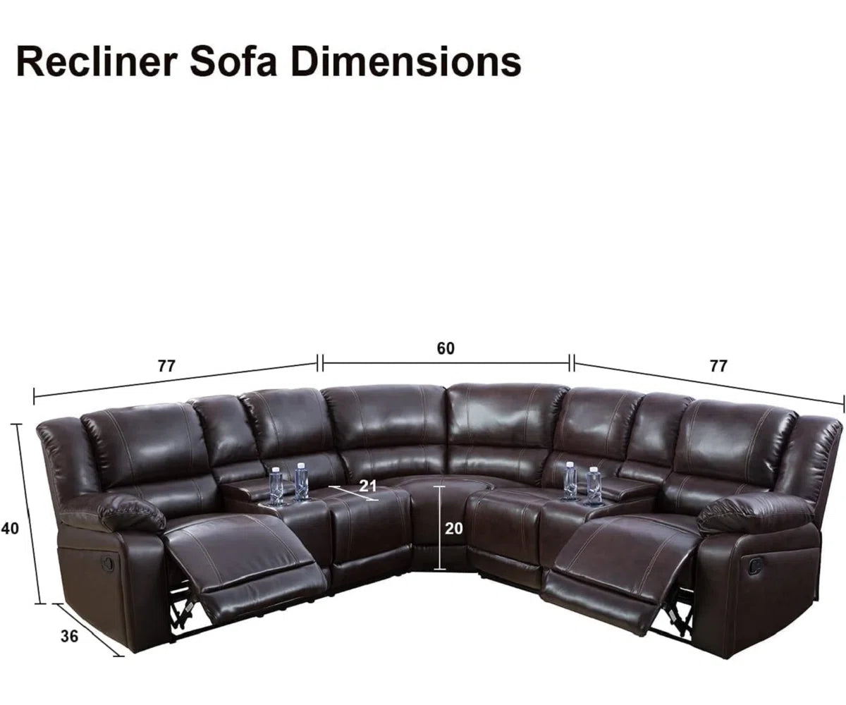 Rabbie 3 - Piece Faux Leather Reclining Sectional