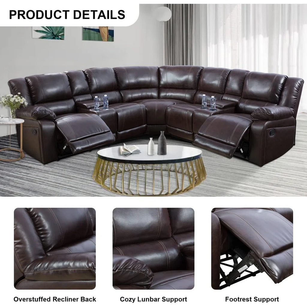 Rabbie 3 - Piece Faux Leather Reclining Sectional