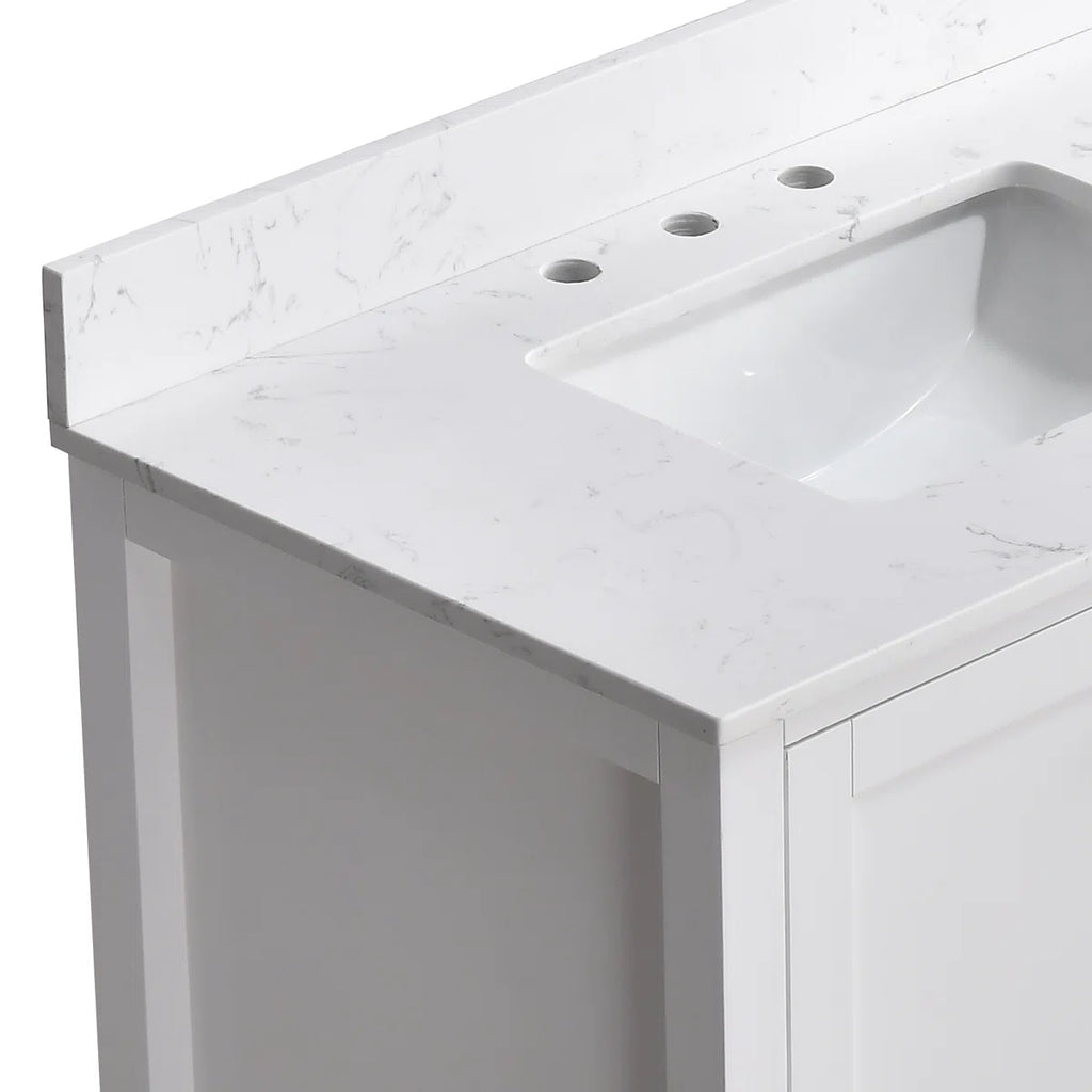 Render 84'' Double Bathroom Vanity With Engineered Stone Top