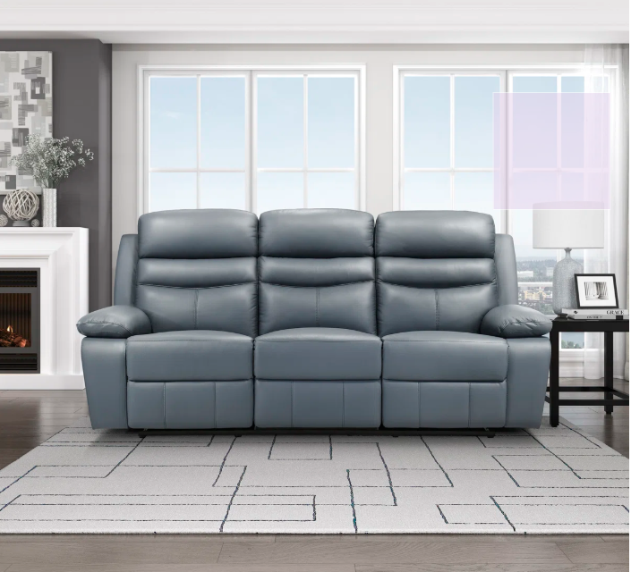 Kaniel 86.5'' Transitional Power Double Reclining Sofa - Power Reclining Sofa with Top Grain Leather Upholstery, Dual Power Reclining, Integrated USB Ports and Metal-Reinforced Frame
