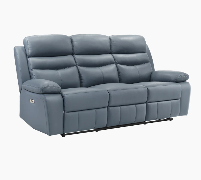 Kaniel 86.5'' Transitional Power Double Reclining Sofa - Power Reclining Sofa with Top Grain Leather Upholstery, Dual Power Reclining, Integrated USB Ports and Metal-Reinforced Frame