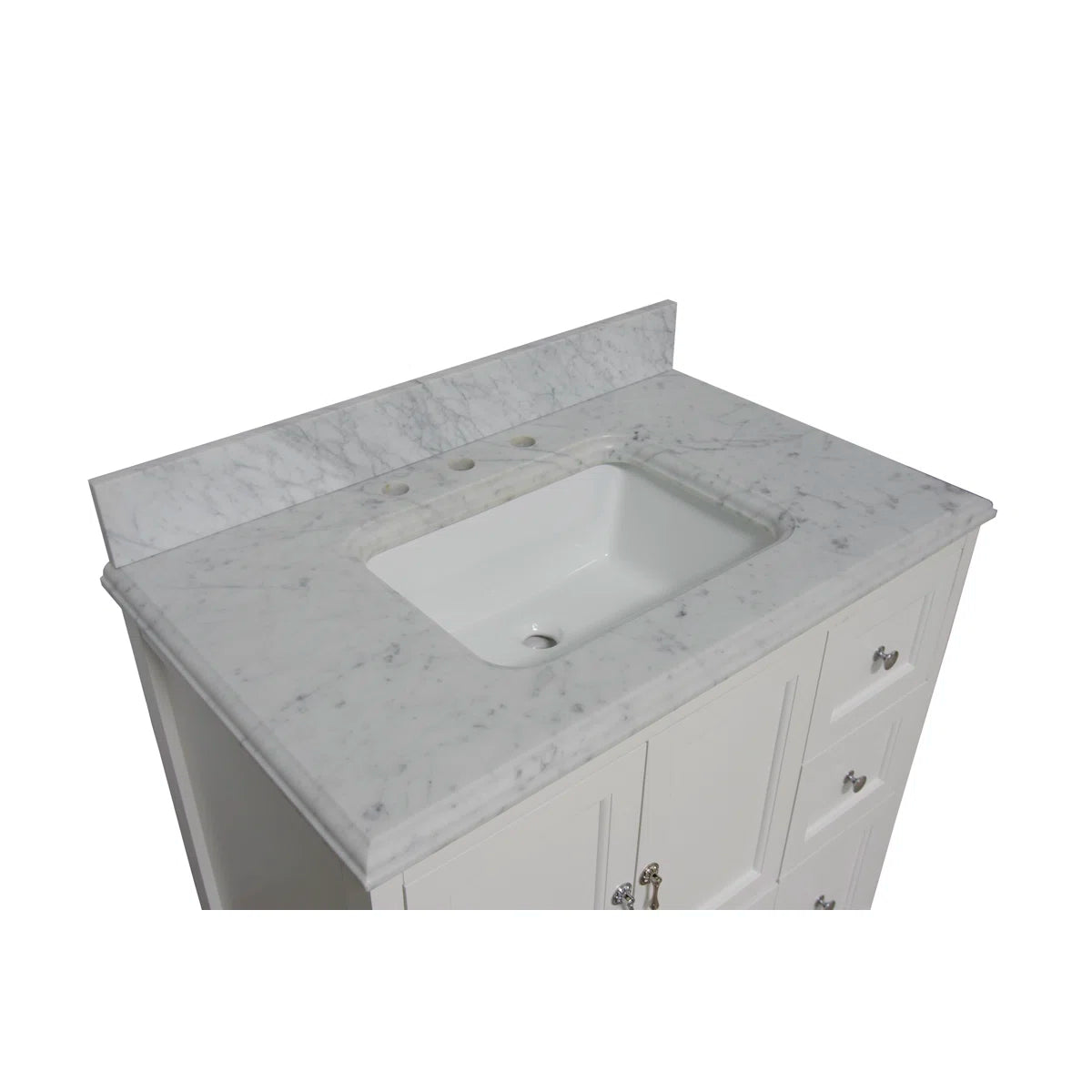 Tilford 36" Single Bathroom Vanity Set with White Cabinet and Carrara Marble Countertop