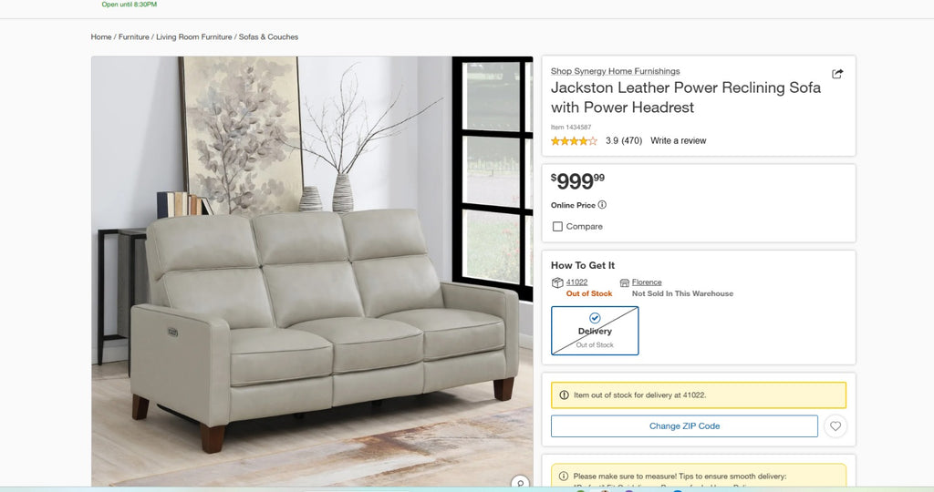 Jackston Leather Power Reclining Sofa with Power Headrest, Tan Free Shipping🚚🚚