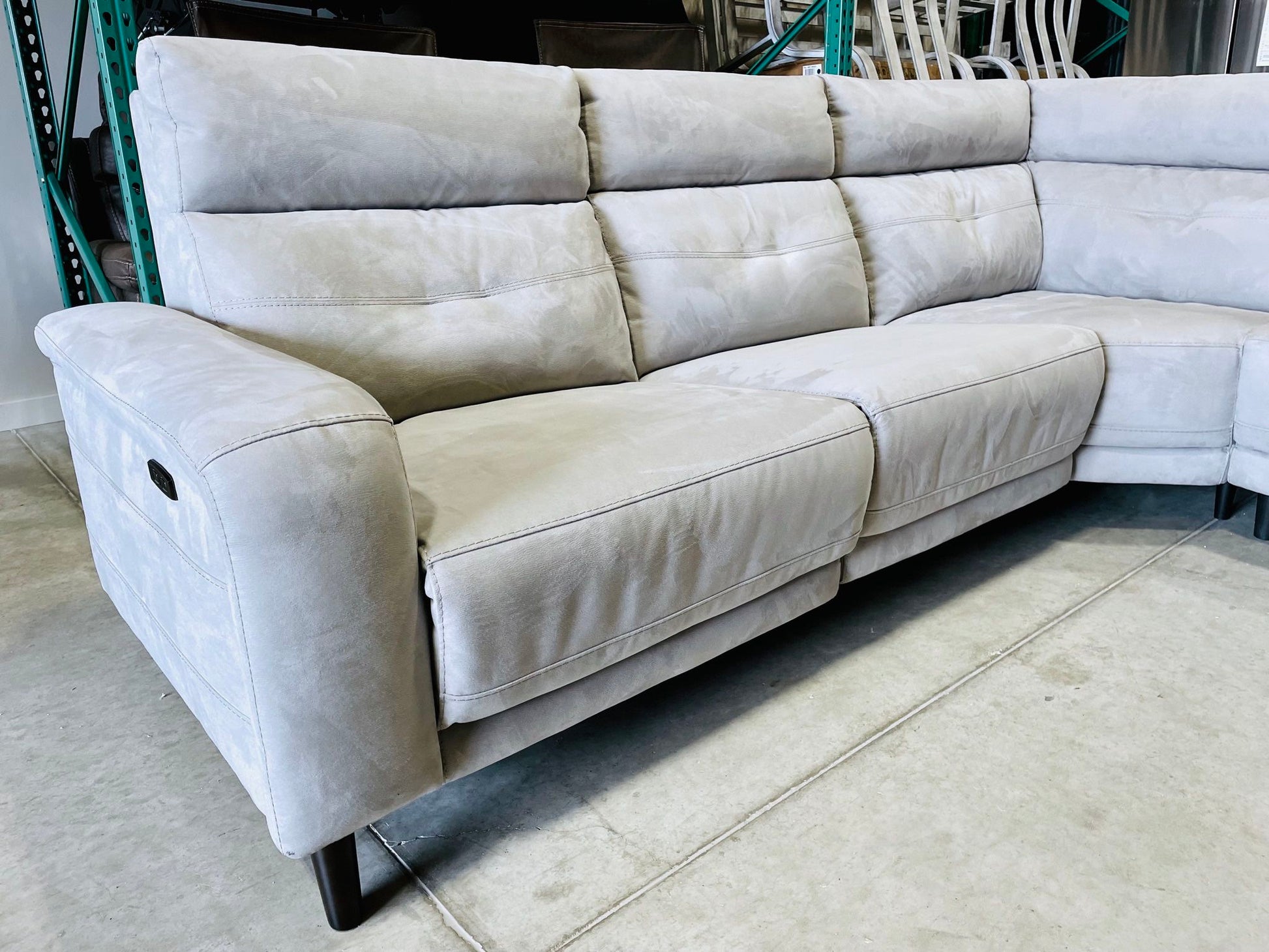 WAREHOUSE CLEARANCE | Trower 5-piece Fabric Power Reclining Sectional with Power Headrests, Gray