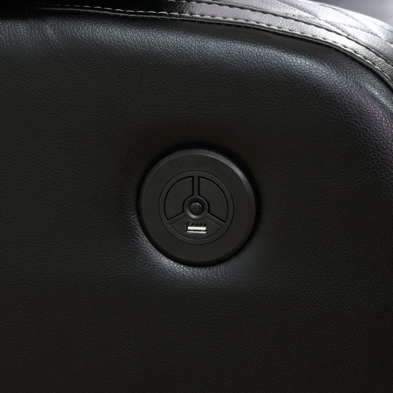 73"W Breathable Leather Dual Motor Power Reclining Loveseat Sofa with Storage Armrest And Blue LED Lights