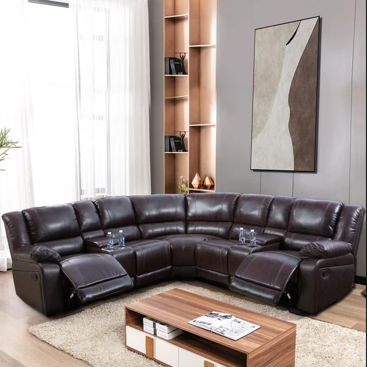 Rabbie 3 - Piece Faux Leather Reclining Sectional