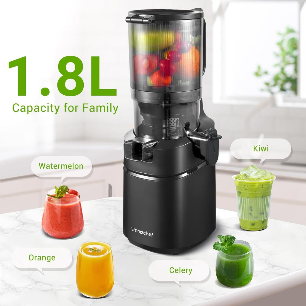 AMZCHEF 5.3-Inch Self-Feeding Masticating Juicer Fit Whole Fruits & Vegetables