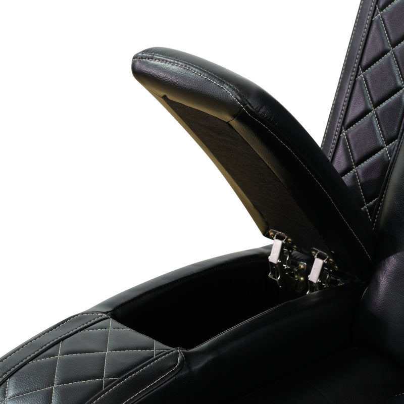 73"W Breathable Leather Dual Motor Power Reclining Loveseat Sofa with Storage Armrest And Blue LED Lights