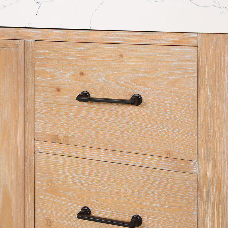 Aranwen 84'' Double Bathroom Vanity with Engineered Marble Top