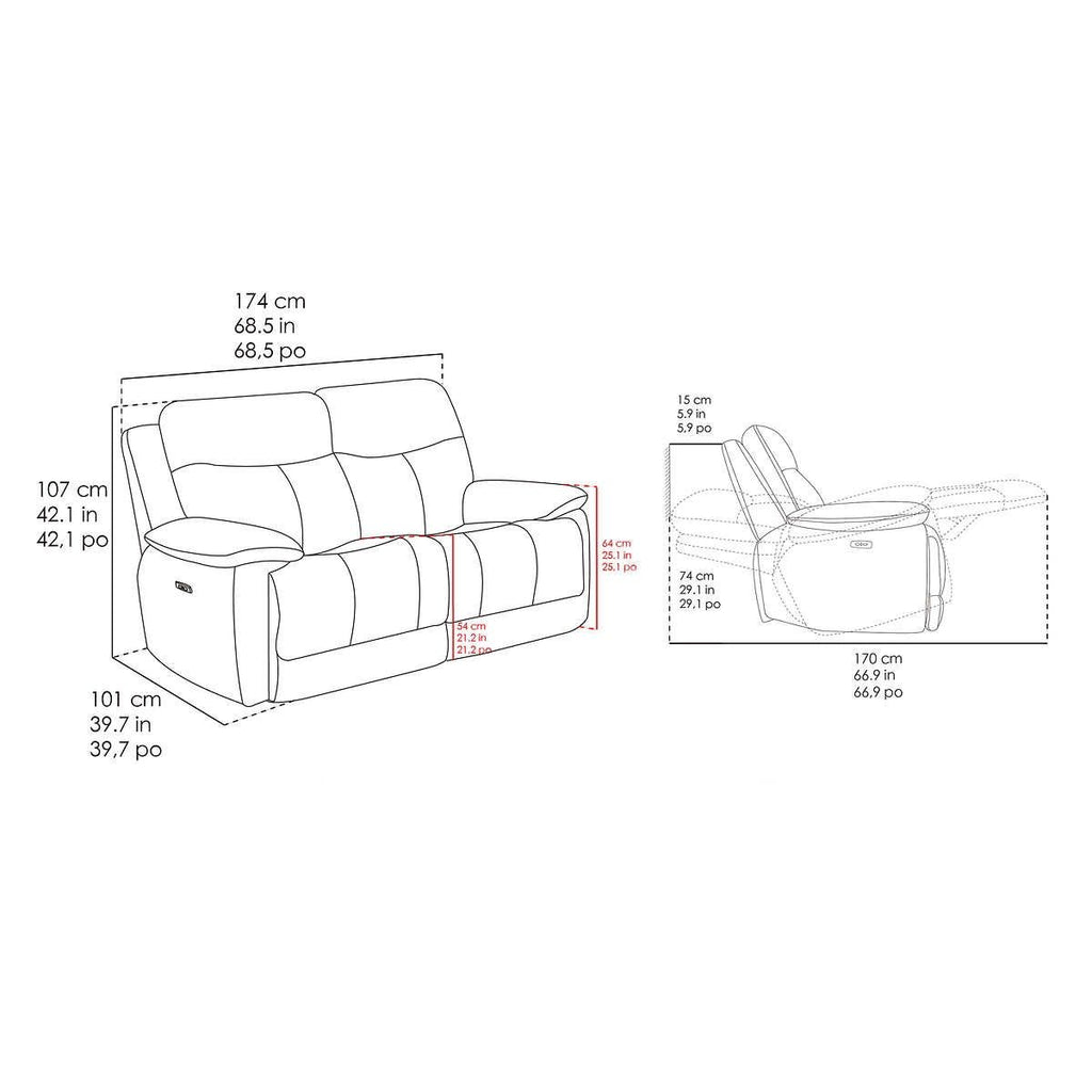 Messina Leather Power Reclining Loveseat with Power Headrests, Cream