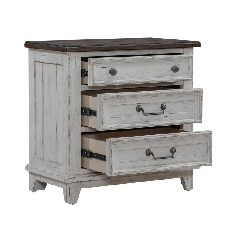 Chalita 3 Drawer Nightstand w/ Charging Station