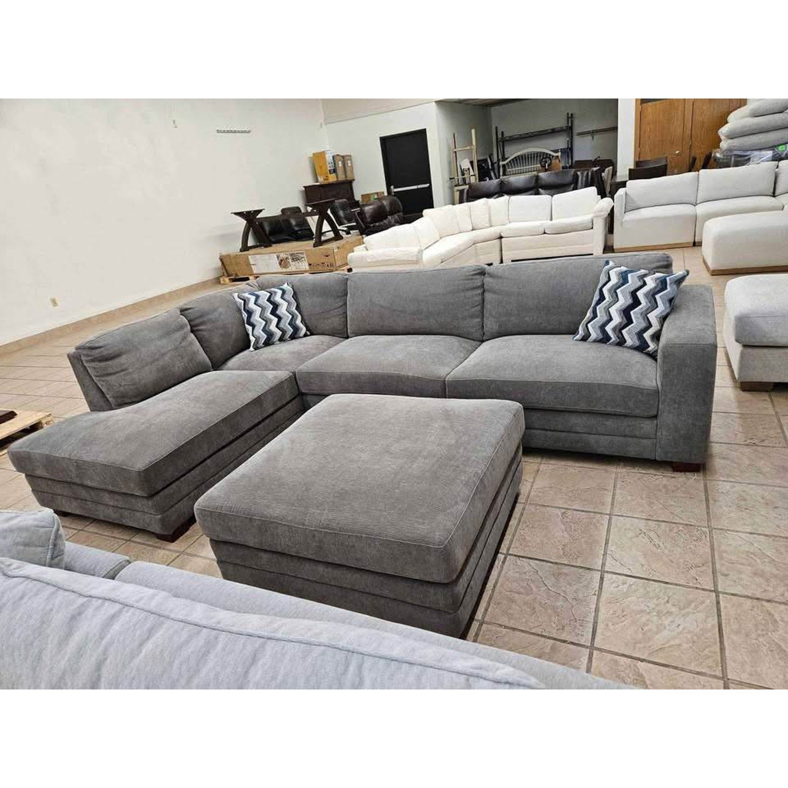 Penelope Fabric Sectional with Ottoman Free Delivery 🚚