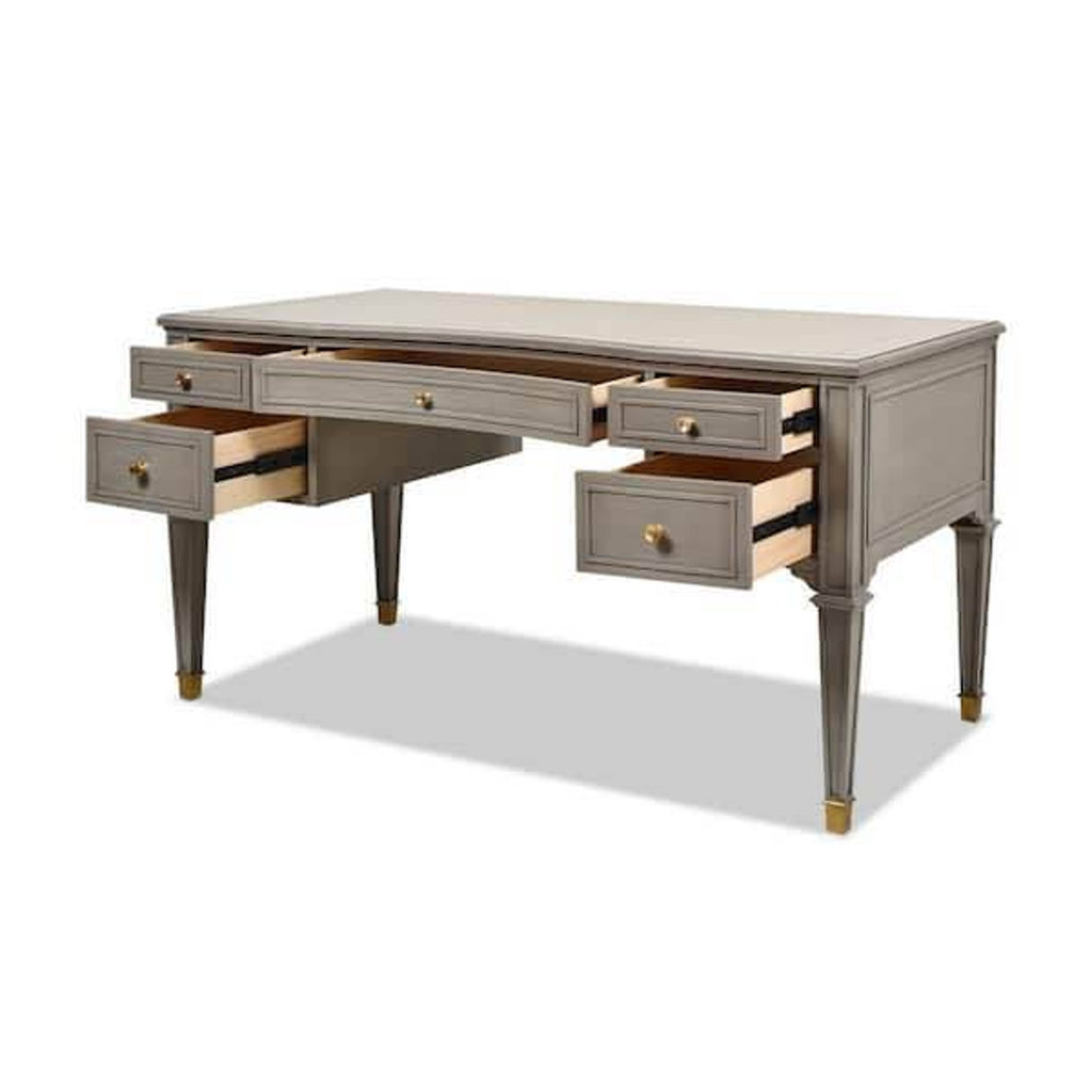 Dauphin 59 in. Wood 5-Drawer Storage Executive Home Office PC Computer Desk with Gold Accents