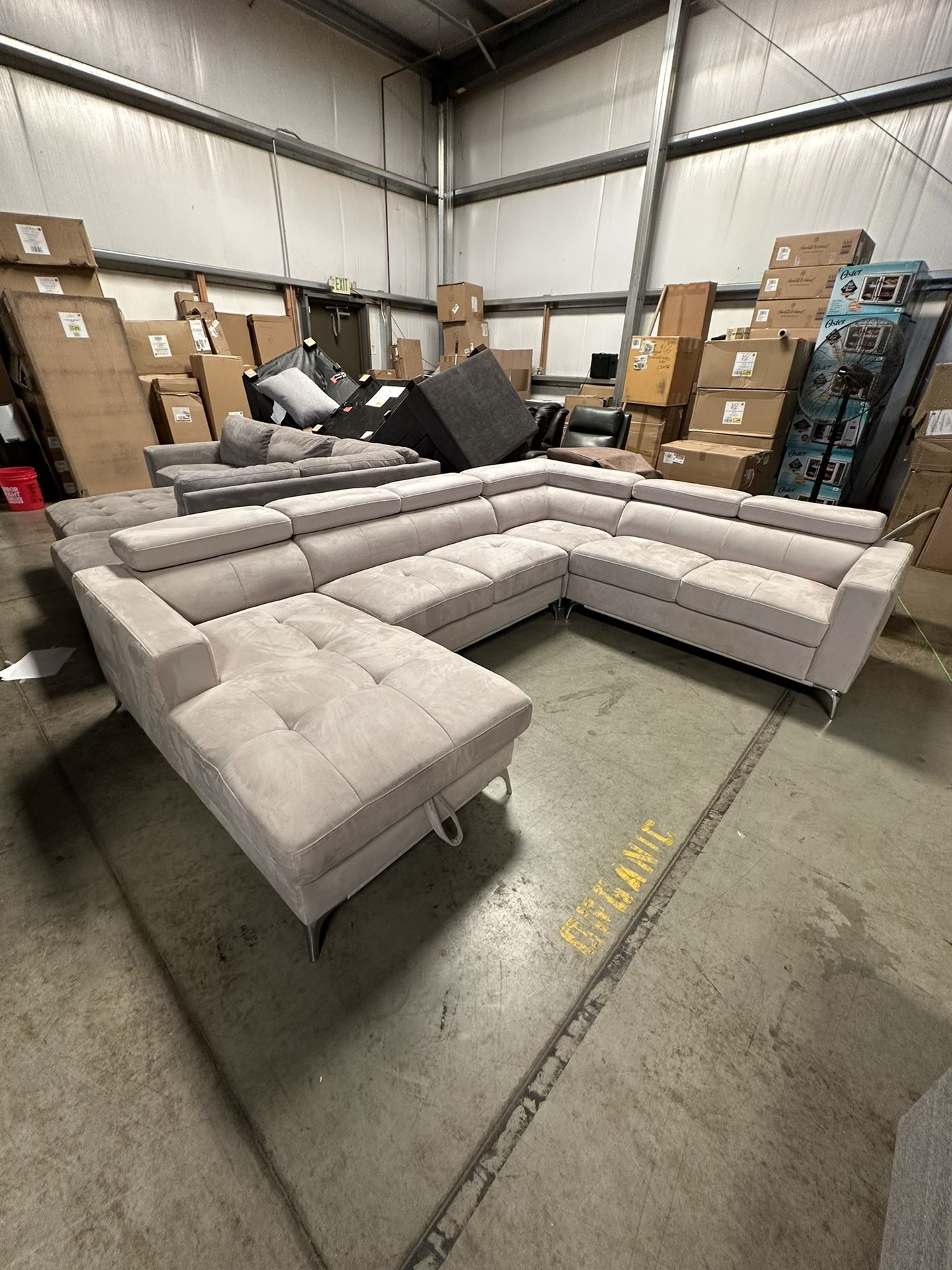 Blaise Fabric Sectional With Storage Chaise