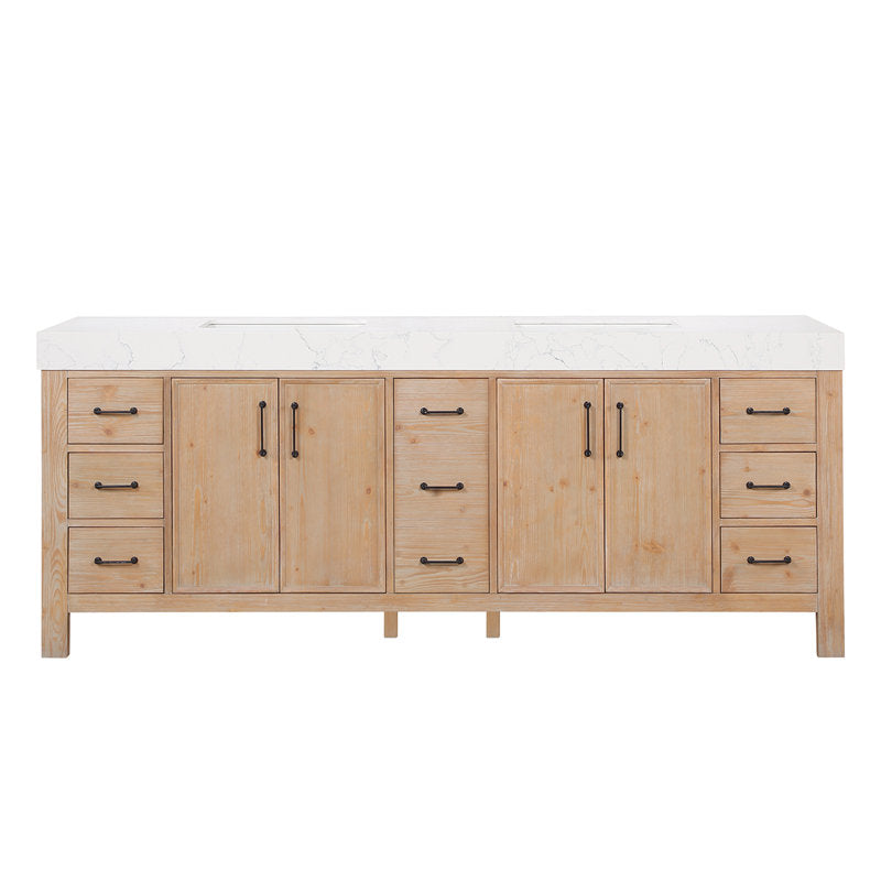 Aranwen 84'' Double Bathroom Vanity with Engineered Marble Top