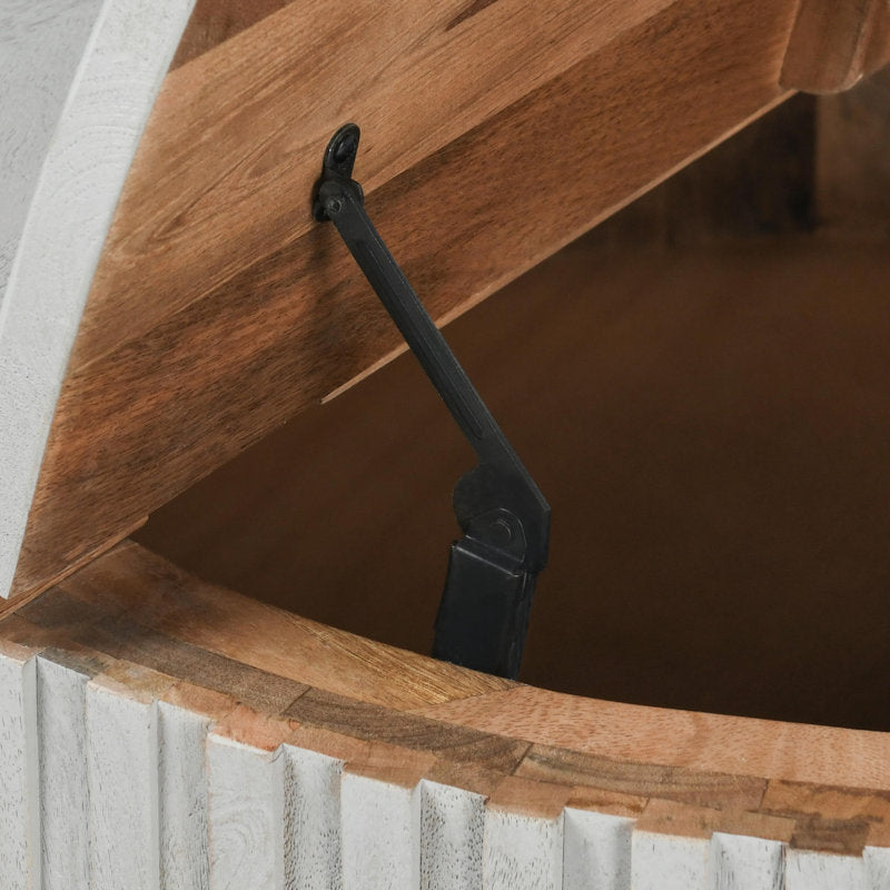 Sylvia Solid Wood Drum Coffee Table with Storage