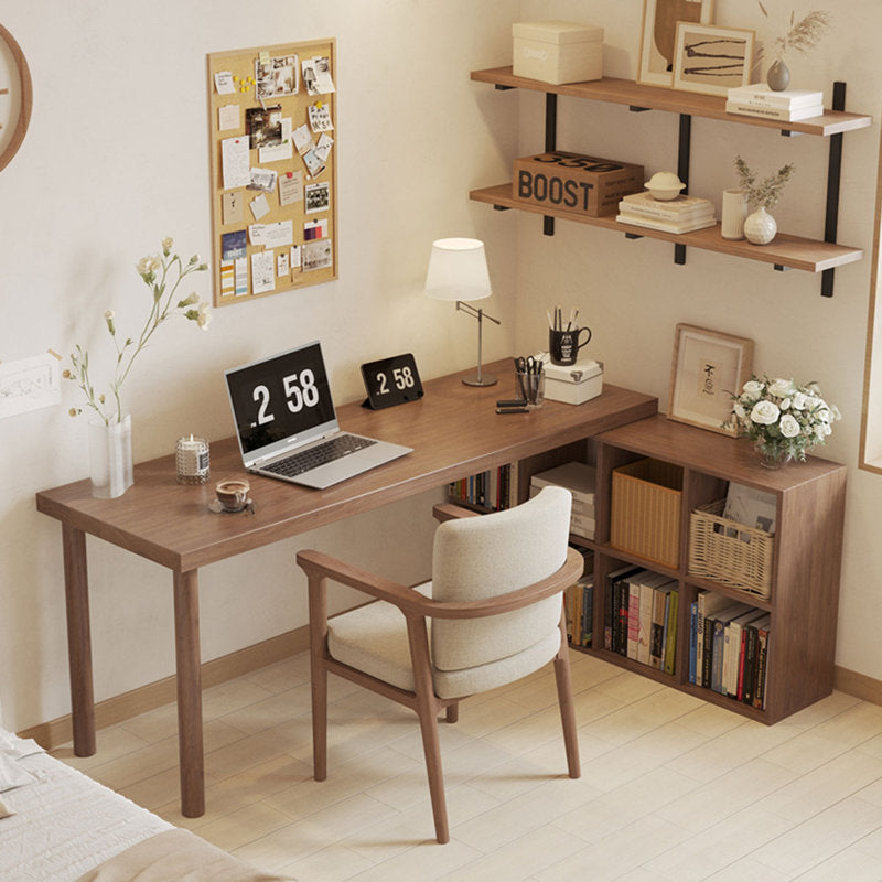 Light walnut L-Shaped Solid Wood desks