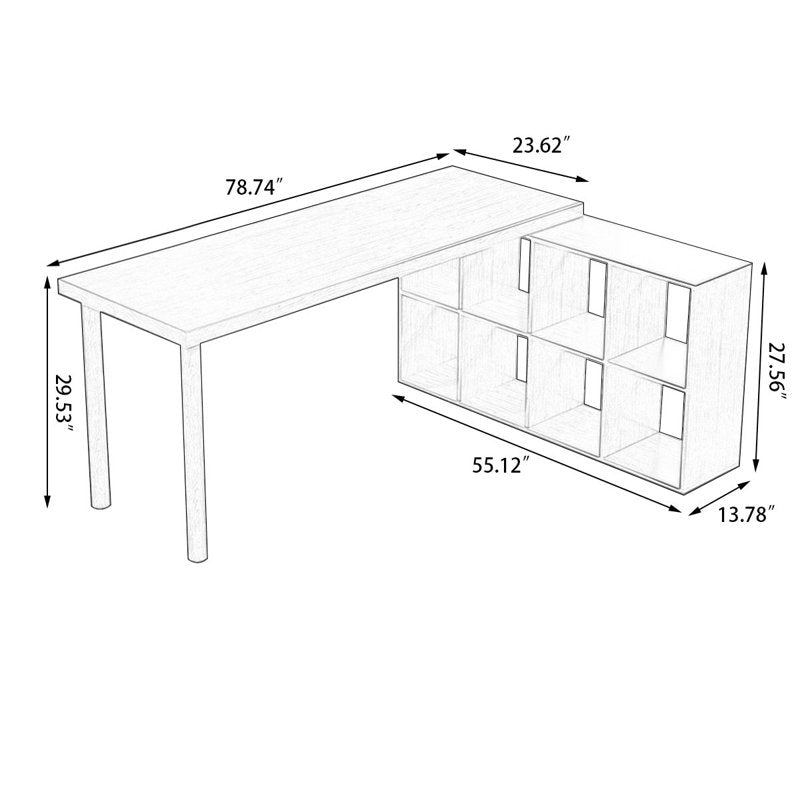 Light walnut L-Shaped Solid Wood desks