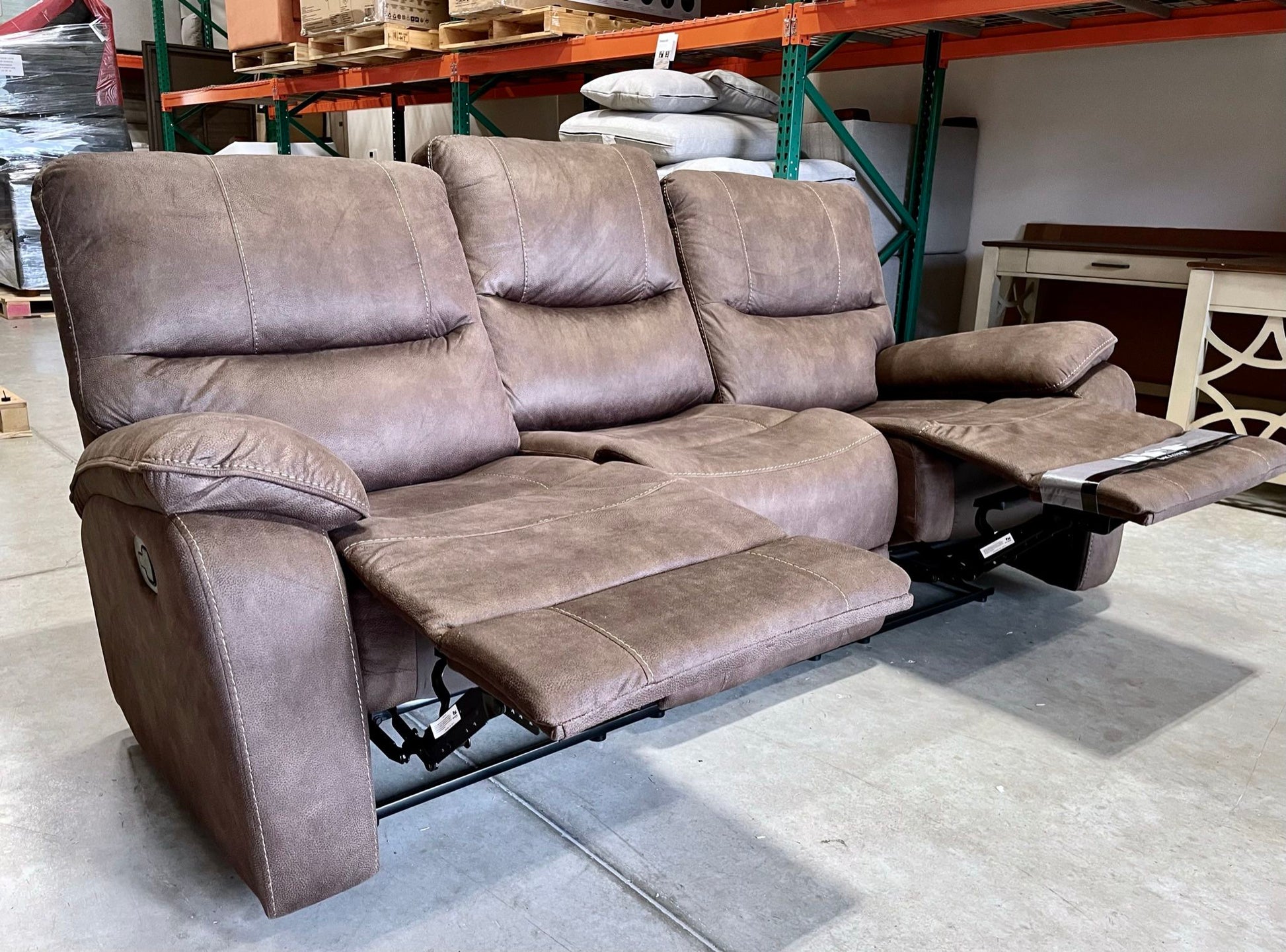 WAREHOUSE CLEARANCE | Barcalounger Henley Fabric Manual Reclining Sofa, Brown