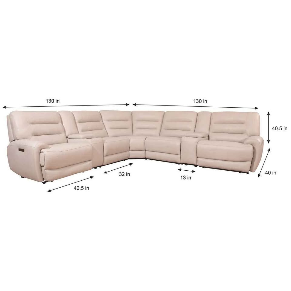 Aubrey 7-piece Leather Power Zero Gravity Reclining Sectional with Power Headrests ( Cream )