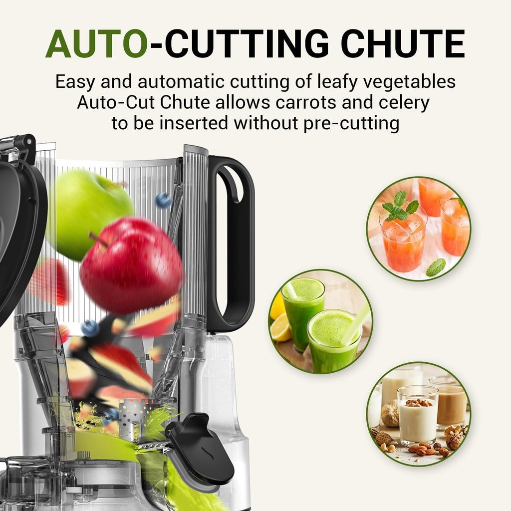 Juicer Machine, AMZCHEF 5.3-Inch Self-Feeding Masticating Juicer Fit Whole Fruit