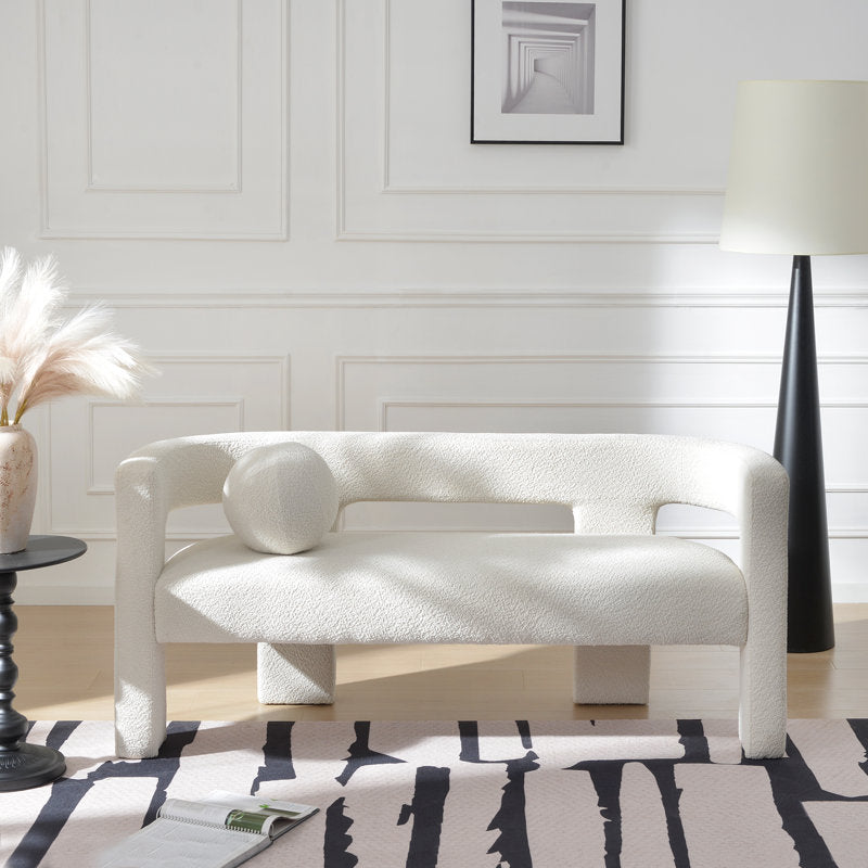 Brycie 66'' Wide Boucle Upholstered Bedroom Room Bench with Toss Pillow