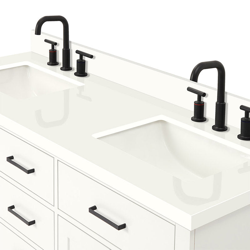 Tidworth Solid Wood Double Bathroom Vanity with 1.5'' White Quartz Top